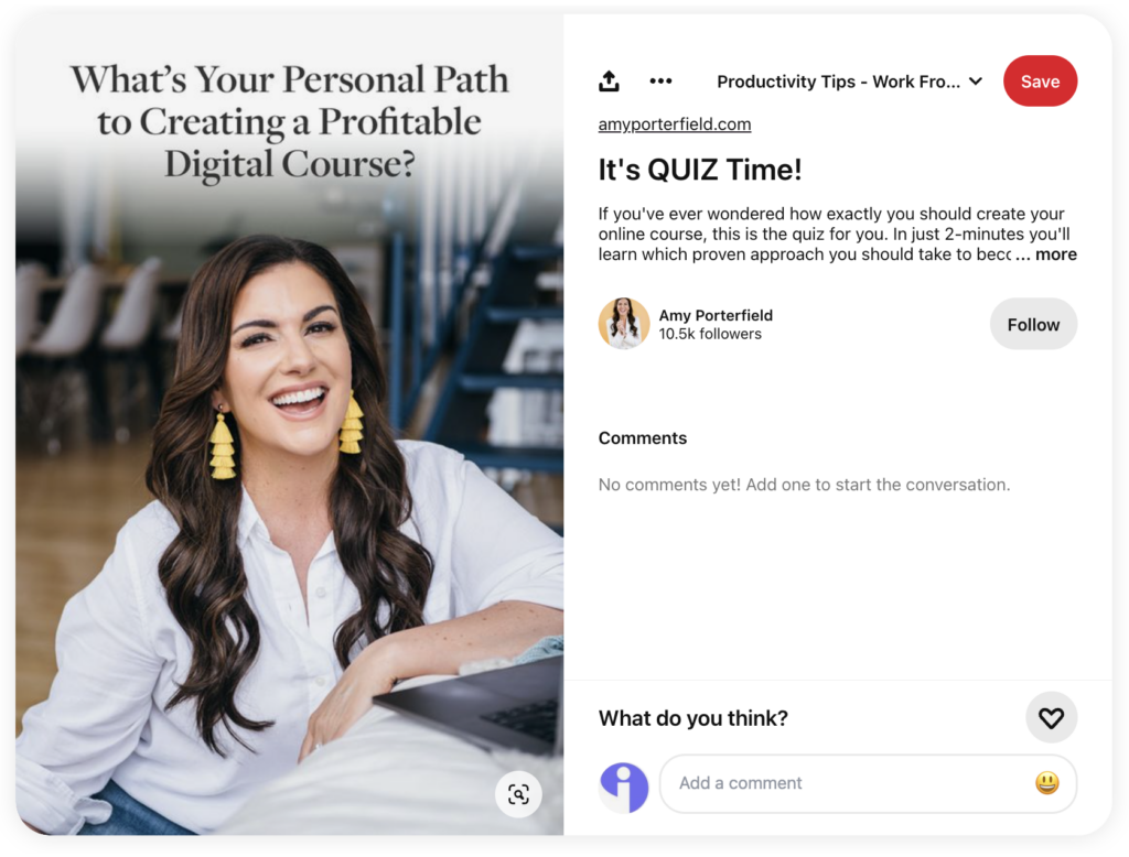 Example Of Quiz Ads On Pinterest 